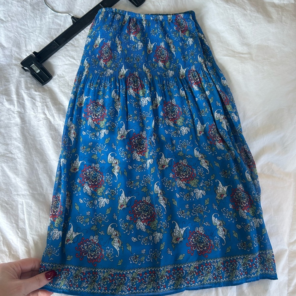 Max Studio Blue Floral A-Line Skirt - Picture 7 of 8